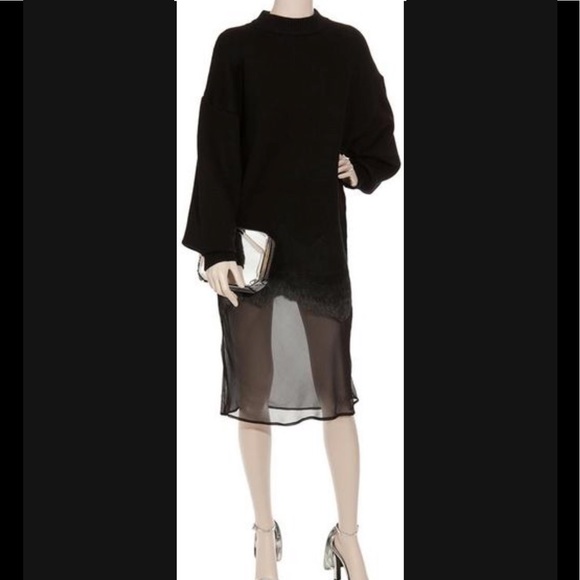 NWOT ALEXANDER WANG Sustainable Mixed Media Silk/Wool Dress XS - Picture 4 of 10